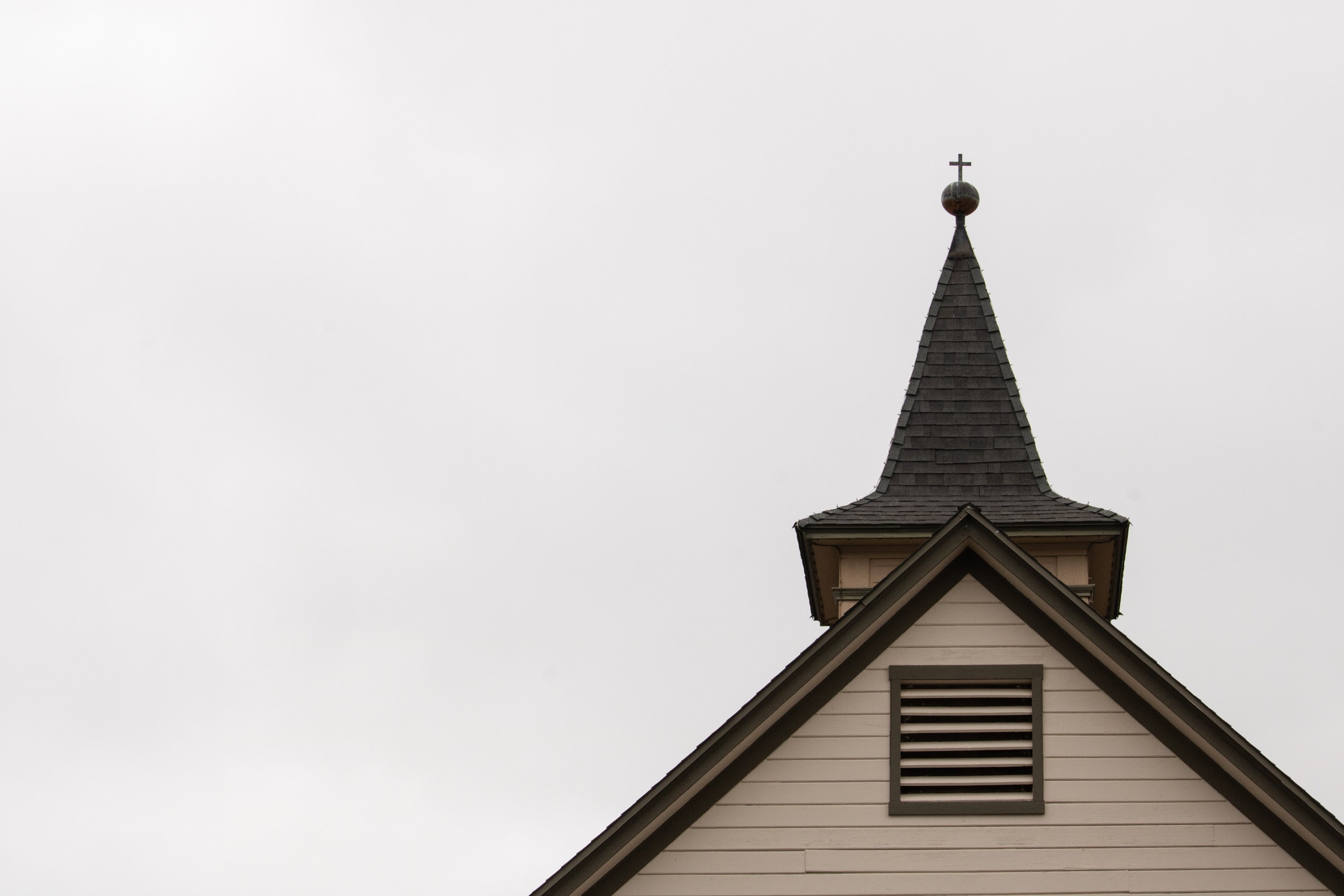 Vintage church architecture, old rural church, mid-century